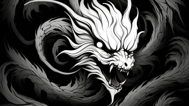 swirl black and white dragon photo