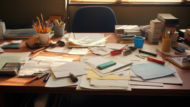 binders office supplies on desk photo