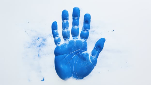 expression blue hand prints photo