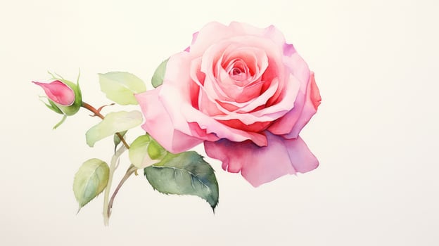 painting water color pink rose photo
