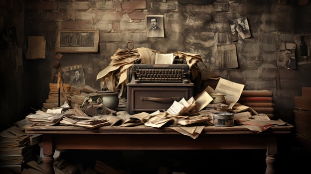 antique desk books photo