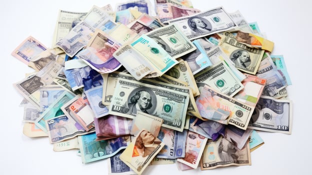 investment money on white photo