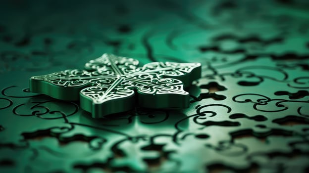intricate green puzzle pieces photo