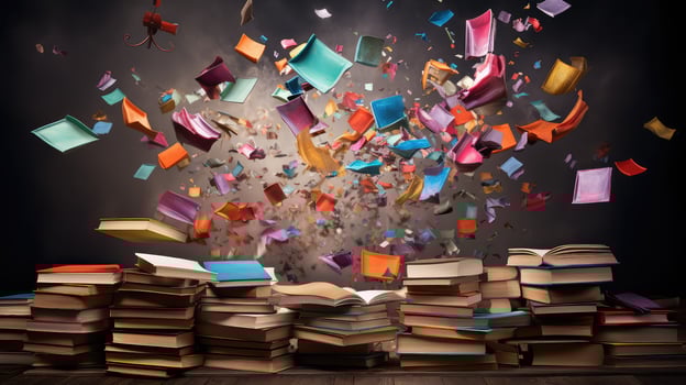 shelf falling books photo