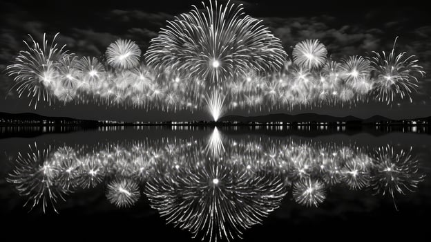 monochrome black and white fireworks photo