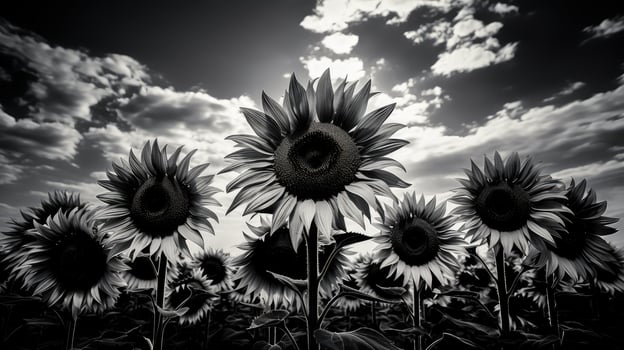 monochrome sunflower black and white photo