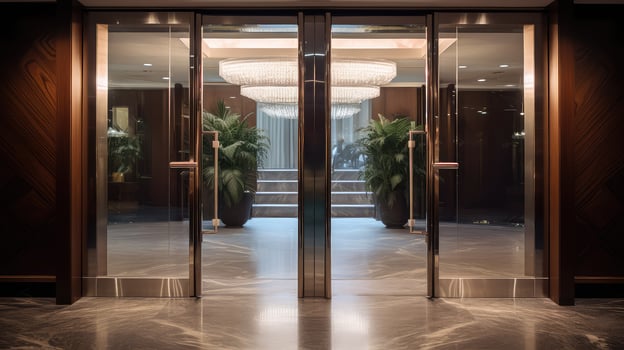 hotel glass door entrance photo