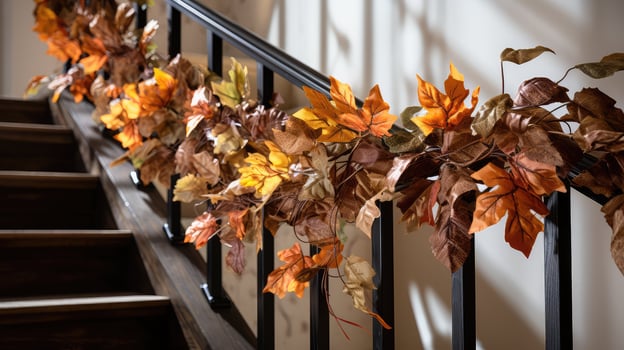 staircase fall leaf garland photo