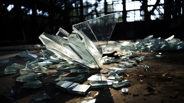 shards broken glass on ground photo