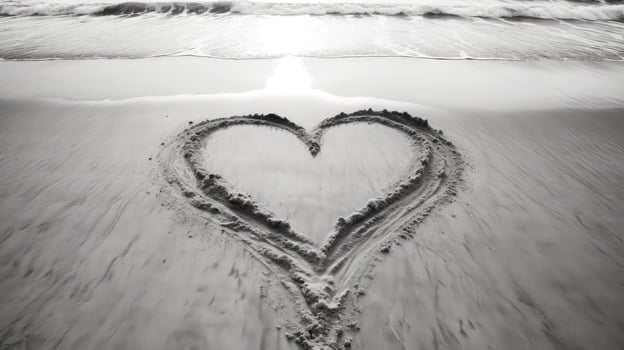 serene heart black and white photo