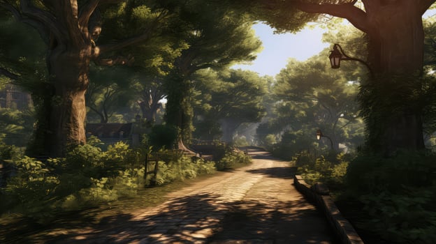 trees city and road photo