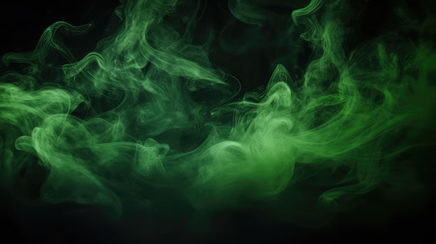 expanding green smoke on black background photo