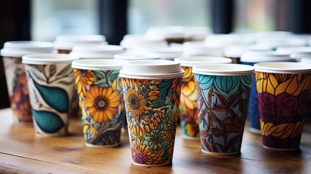 colorful paper coffee cups photo