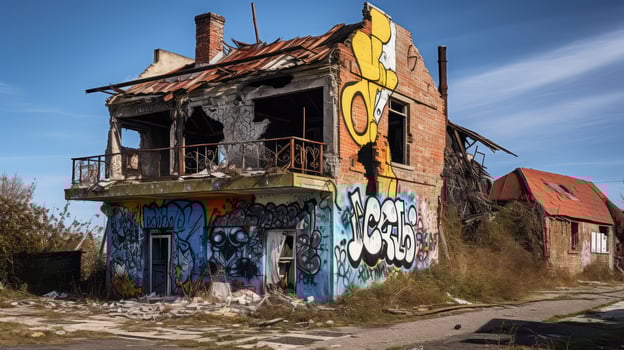 neglected run down house photo