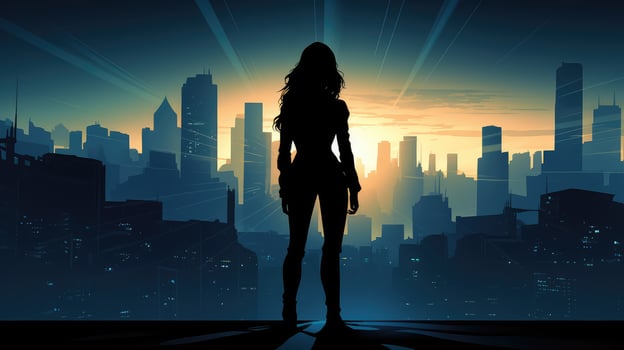 cityscape black female silhouette photo