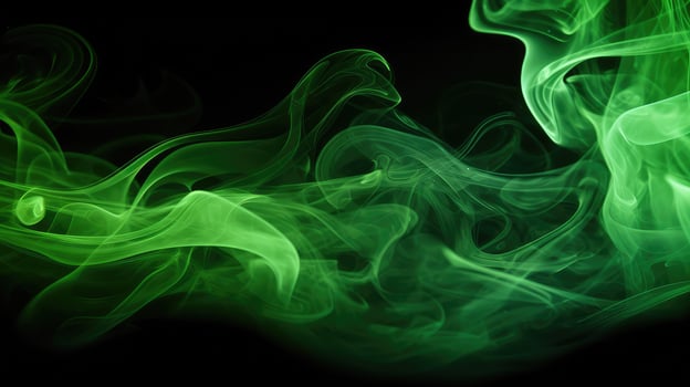 swirling green smoke on black background photo