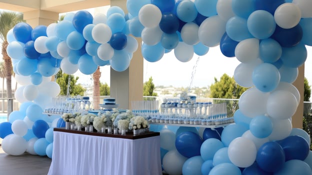 theme blue and white balloons photo