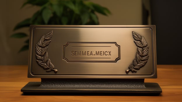 award metal name plate photo