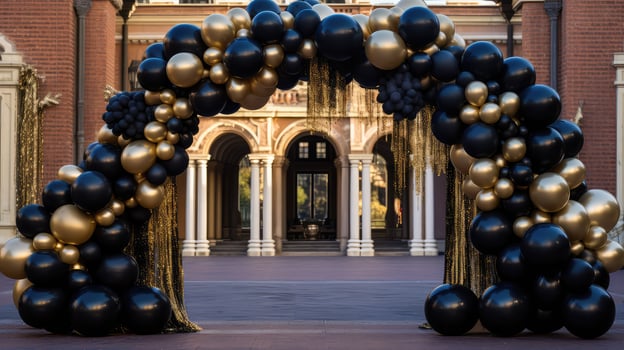 entrance black and gold ballons photo