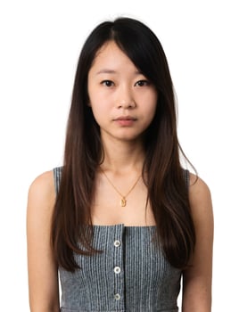 A young asian woman with long hair and a necklace photo