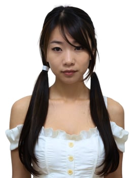 A woman with long hair and a white top photo