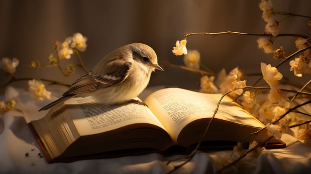 peaceful book bird photo