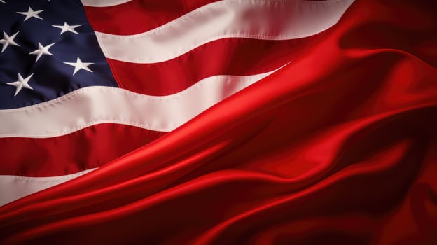 close american flag red background photo