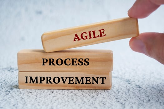 Agile Process Improvement text on wooden blocks. Agile methodology concept photo