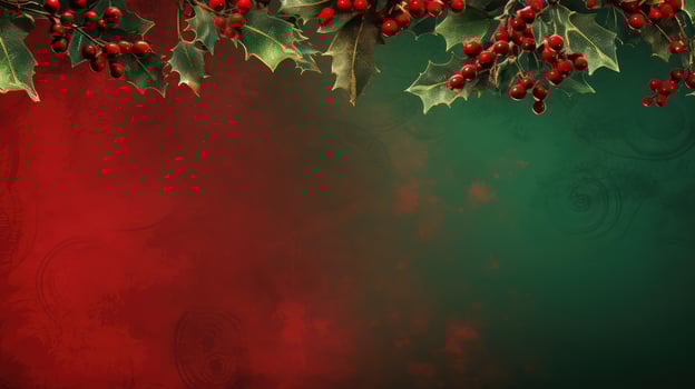 holly red and green background photo