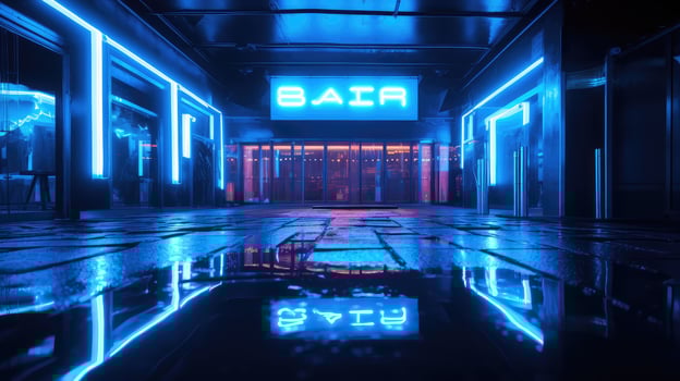 nightclub blue neon letters photo