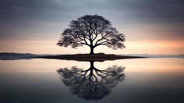 reflection silhouette of tree photo
