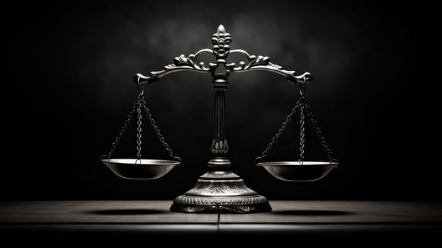 silhouette justice scales black and white photo