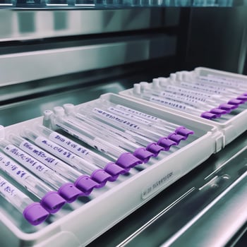 A tray of medical supplies in a refrigerator photo