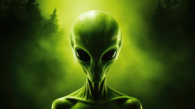 elongated alien green background photo