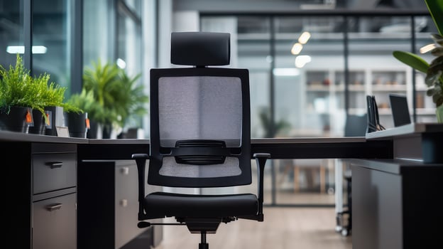 desk empty office chair photo