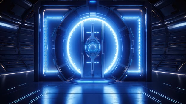 metallic sci fi door photo