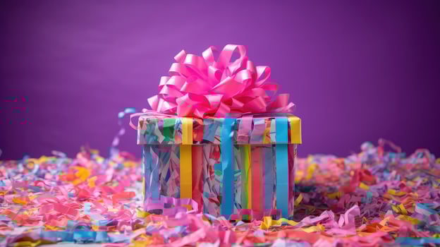 colorful shredded gift paper photo