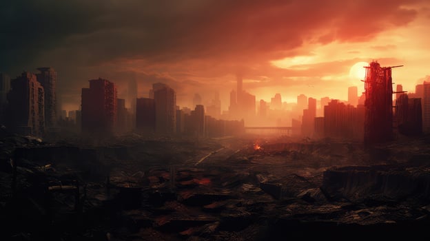cityscape apocalypse red photo