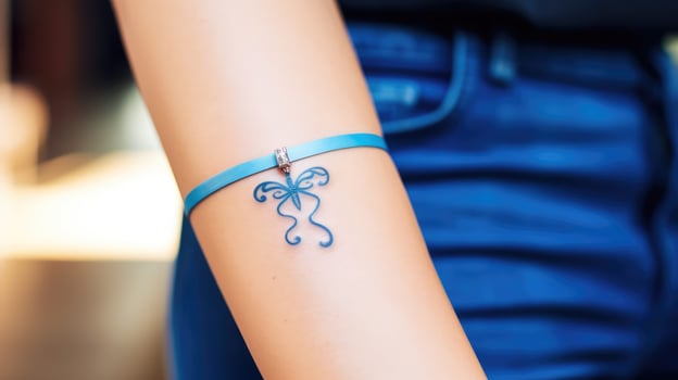 strength blue cancer ribbon photo