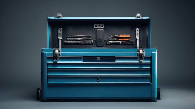 blue tool box isolated photo