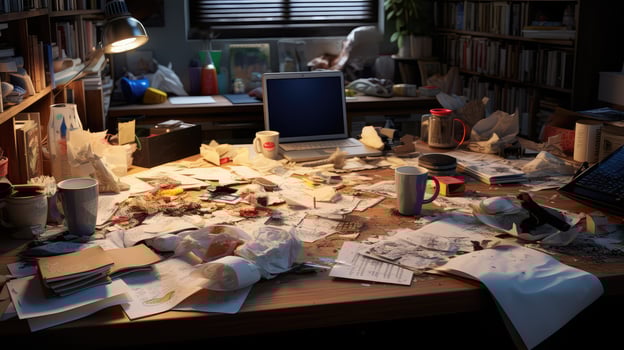 untidy messy desk photo