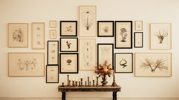 wll picture frames on a wall photo