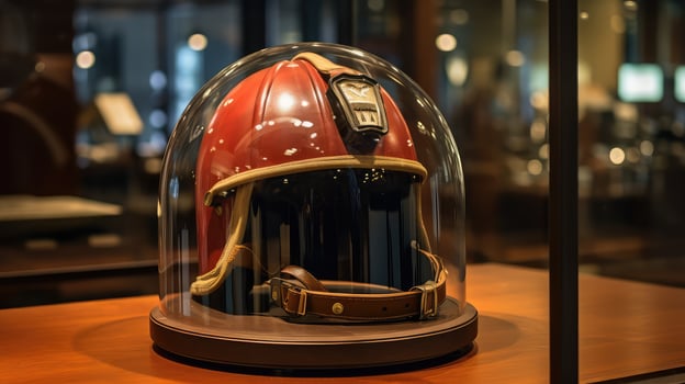 vintage fire department helmet photo
