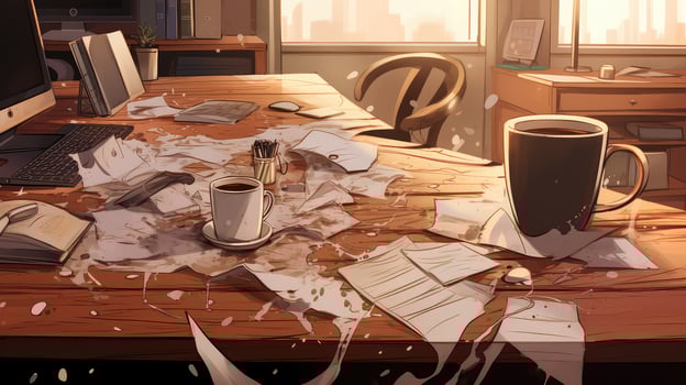 chaos messy office illustration photo