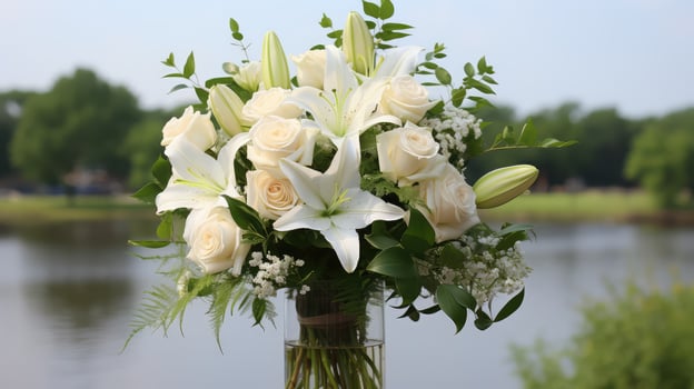 lilies white bouquet photo