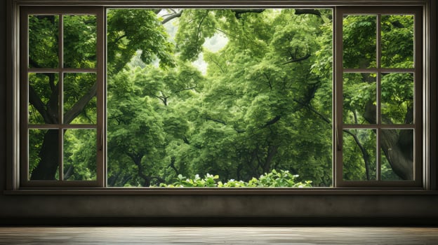 greenery window trees photo