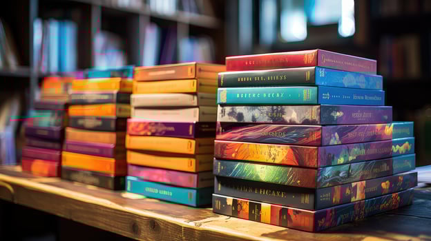 stack books in boxes photo