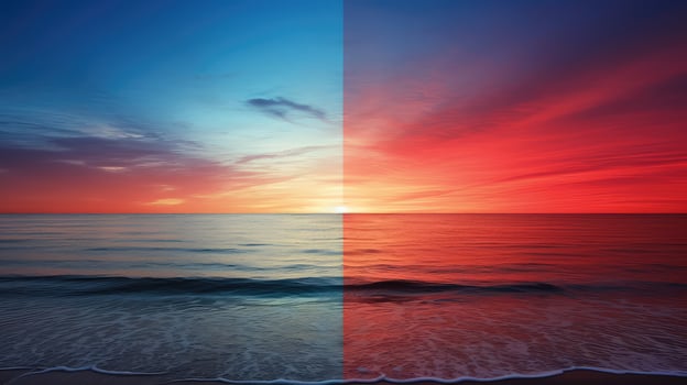 ocean red and blue page split photo