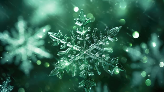 intricate green snowflake background photo