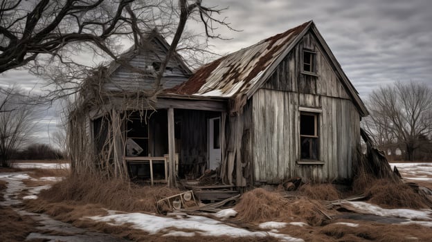 neglected broken down house photo